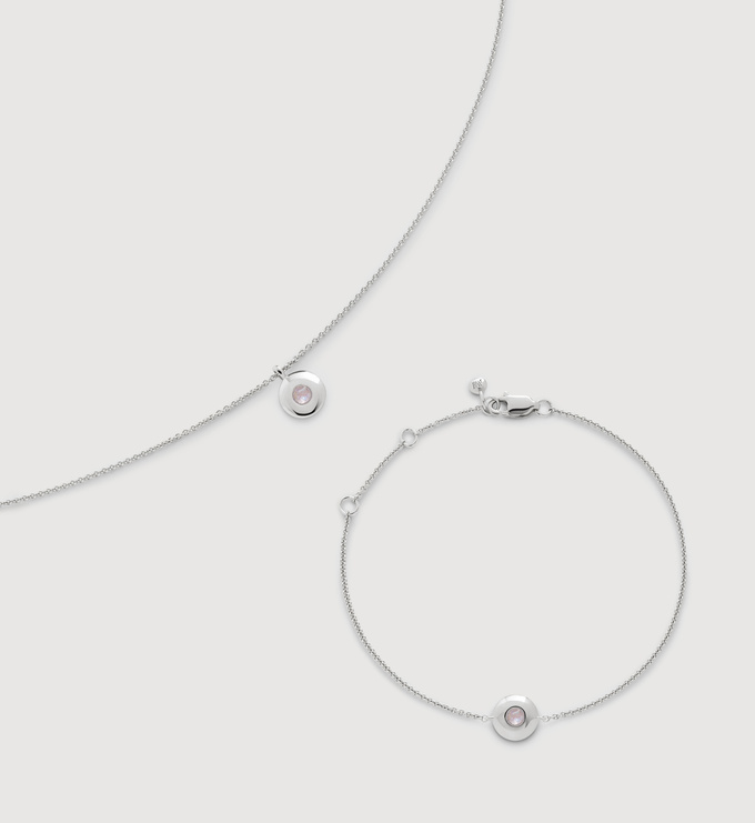 Sterling Silver June Chain Birthstone Necklace & Bracelet Set - Monica Vinader