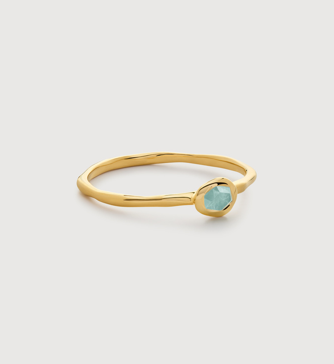 Gold Vermeil Odyssey Gemstone Stacking Ring - Aquamarine - Monica Vinader