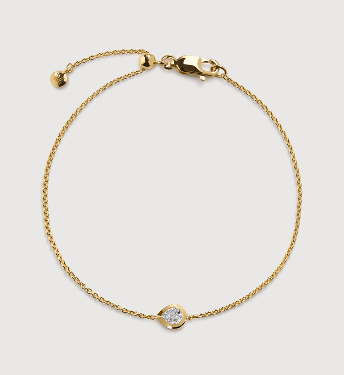 Gold Vermeil Pear Diamond Chain Bracelet - Lab Grown Diamond - Monica Vinader