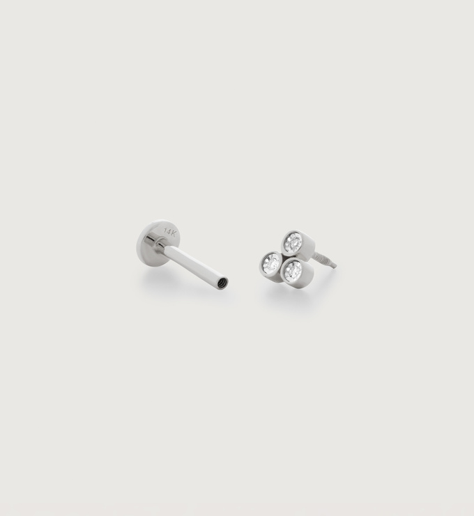 White Gold Lab Grown Diamond Cluster Single Labret Piercing Earring - Lab Grown Diamond - Monica Vinader
