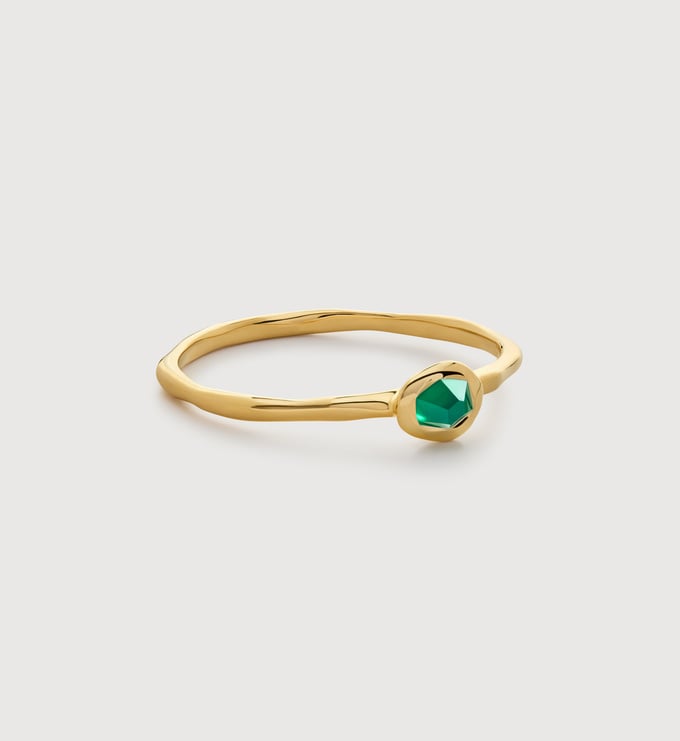 Gold Vermeil Odyssey Gemstone Stacking Ring - Green Onyx - Monica Vinader