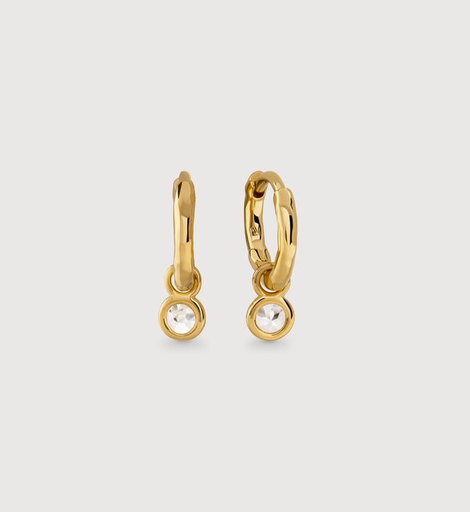 Gold Vermeil Mini Gemstone Huggie Earrings - White Topaz - Monica Vinader