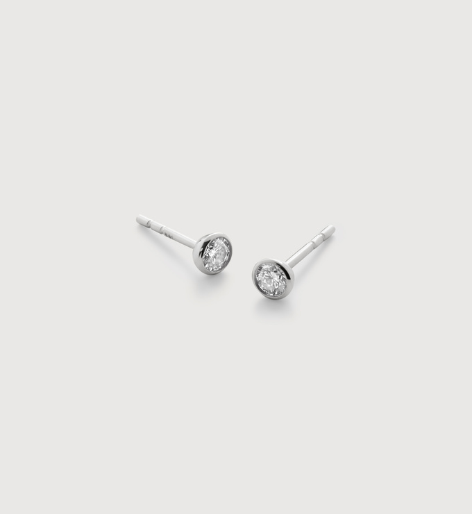 White Gold Solitaire Diamond Stud Earrings - Lab Grown Diamond - Monica Vinader