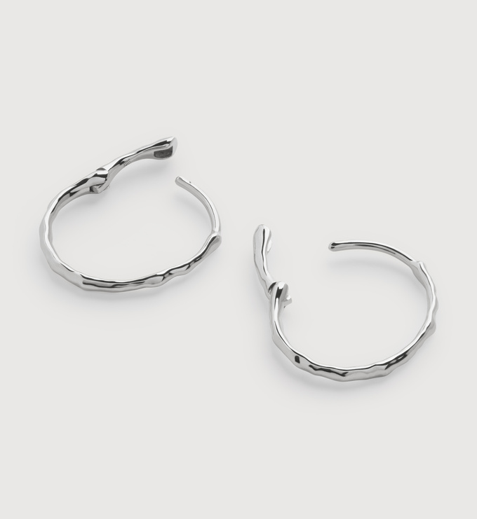 White Gold Siren Small Hoop Earrings - Monica Vinader