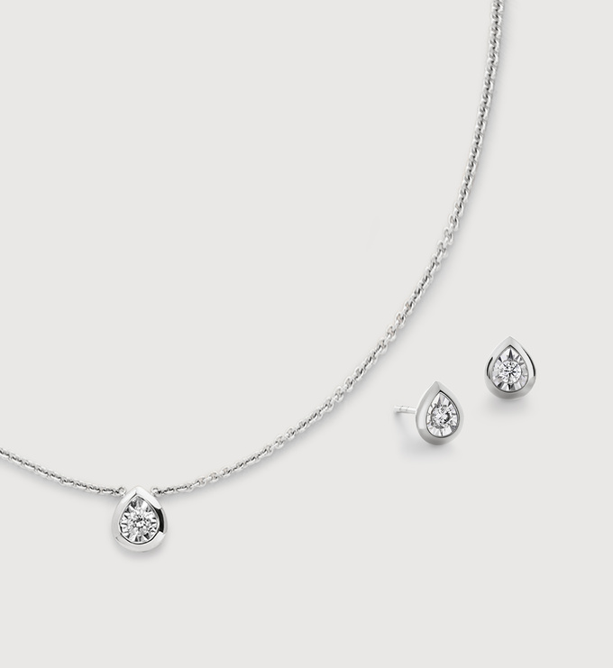SS Lab Grown Diamond Pear Necklace and Studs Set - Monica Vinader