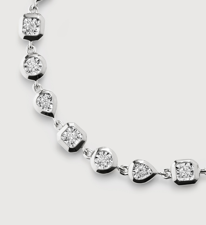 Sterling Silver Bezel Diamond Chain Bracelet - Lab Grown Diamond Solitaire Chain Bracelet - Lab Grown Diamond - Monica Vinader