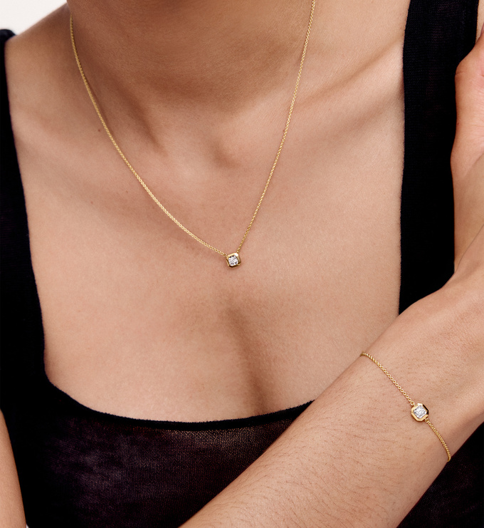 GP Lab Grown Diamond Asscher Necklace and Bracelet Set - Monica Vinader