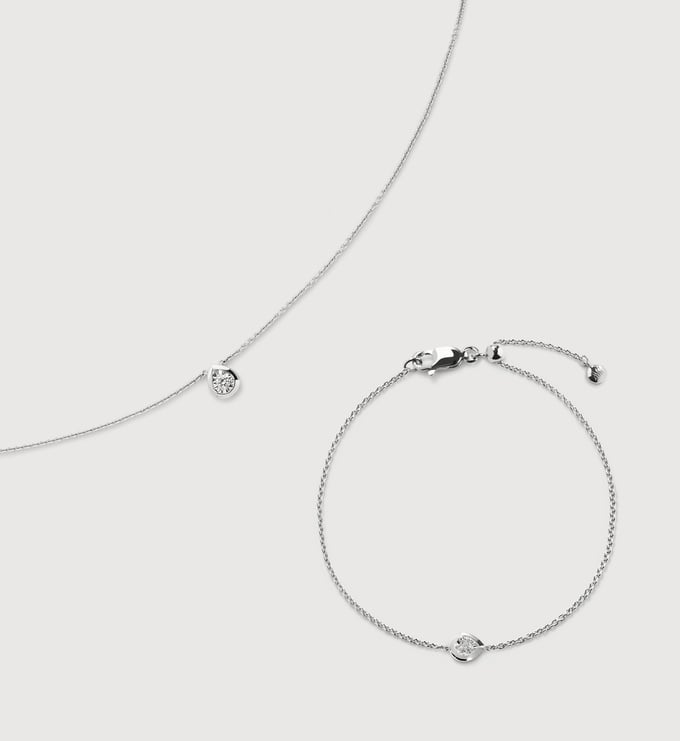 SS Lab Grown Diamond Pear Necklace and Bracelet Set - Monica Vinader