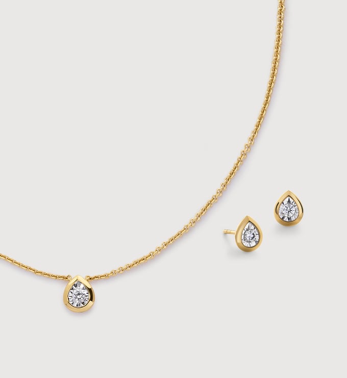 GP Lab Grown Diamond Pear Necklace and Studs Set - Monica Vinader