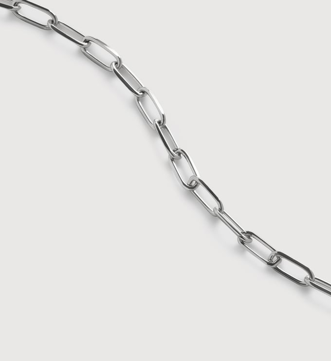 White Gold Mini Paperclip Choker Chain Necklace 16' - Monica Vinader