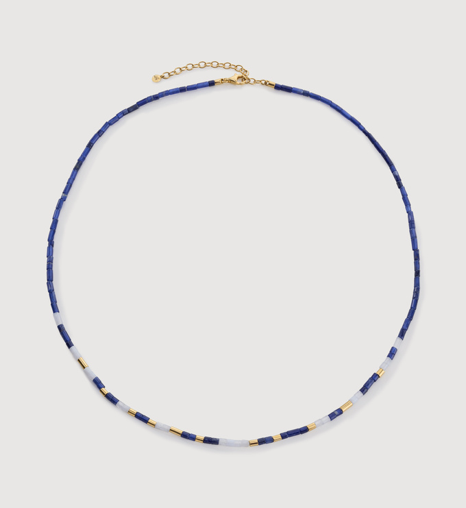 Gold Vermeil Delphi Multi Gemstone Beaded Necklace - Sodalite - Monica Vinader