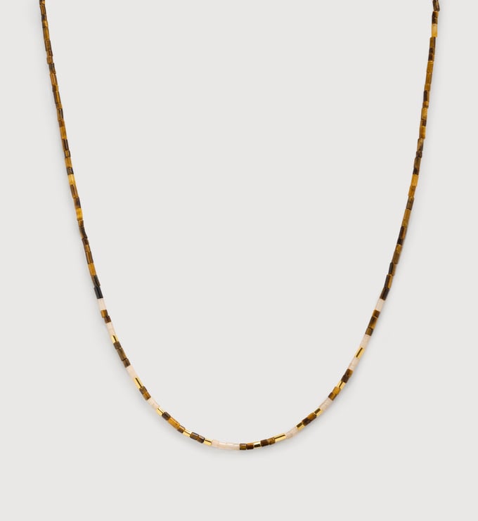 Gold Vermeil Delphi Multi Gemstone Beaded Necklace - Tigers Eye - Monica Vinader