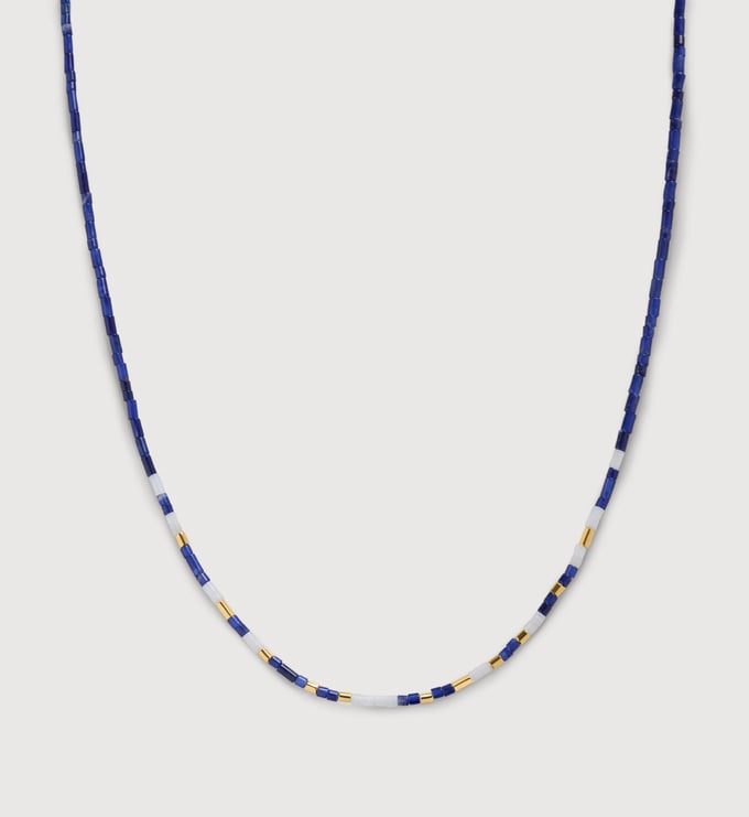 Gold Vermeil Delphi Multi Gemstone Beaded Necklace - Sodalite - Monica Vinader