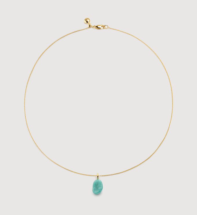 Aria Gemstone Pendant and Fine Chain Necklace Set - Amazonite - Monica Vinader