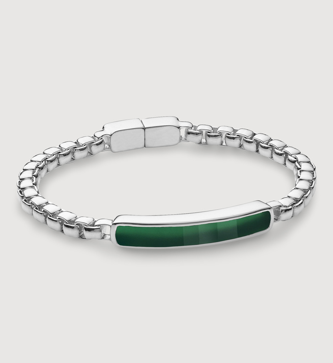 Sterling Silver Baja Men's Bracelet - Green Onyx - Monica Vinader