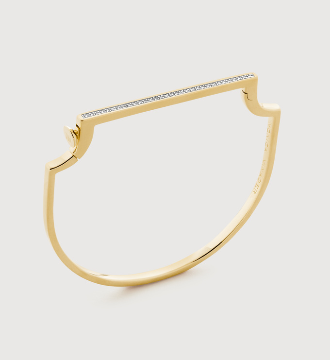 Gold Signature Diamond Slim Bangle - Lab Grown Diamond - Monica Vinader