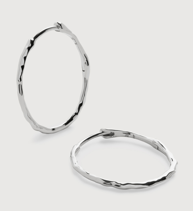 White Gold Siren Medium Hoop Earrings - Monica Vinader
