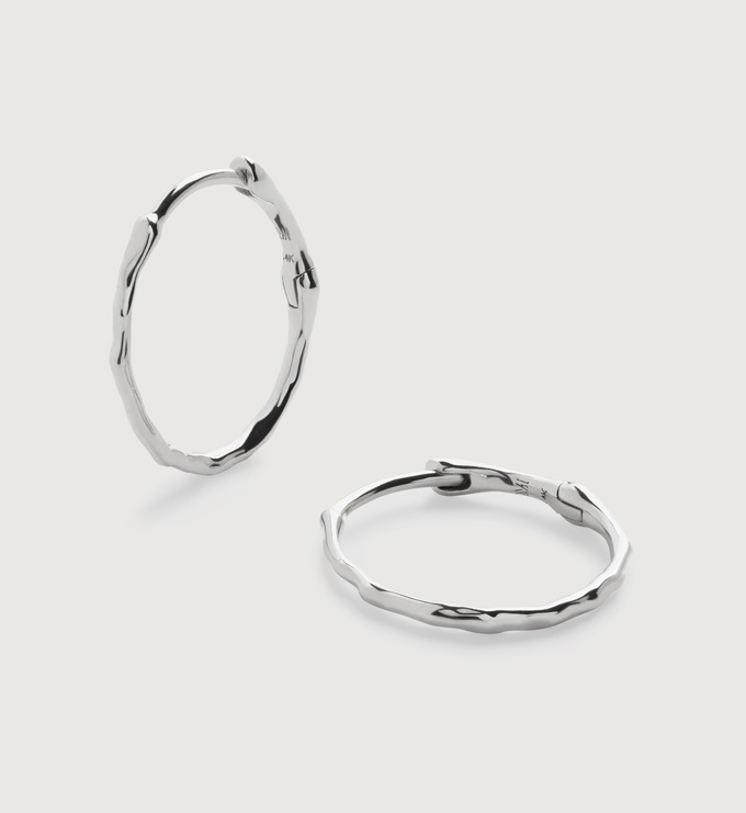 White Gold Siren Small Hoop Earrings - Monica Vinader
