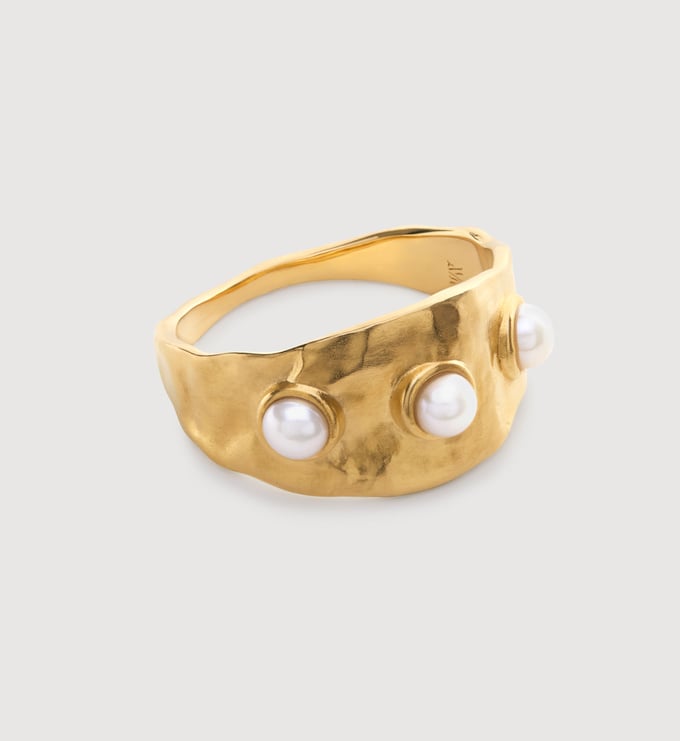 Gold Vermeil Capri Triple Pearl Ring - Capri Triple Pearl Ring - Pearl - Monica Vinader