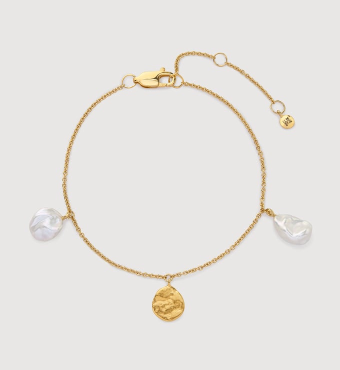 Gold Vermeil Capri Keshi Pearl Station Bracelet - Capri Keshi Pearl station bracelet - Pearl - Monica Vinader