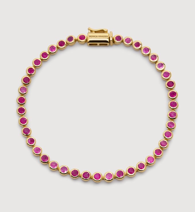 Gold Vermeil Gemstone Essential Tennis Bracelet - Pink Quartz - Monica Vinader