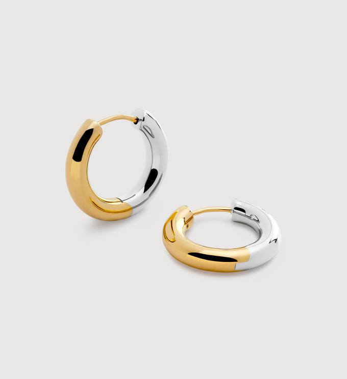 Gold Vermeil Mixed Metal Click Small Hoop Earrings - Monica Vinader