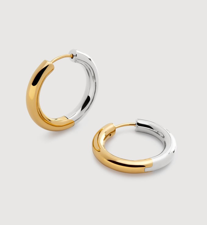 Gold Vermeil Mixed Metal Click Medium Hoop Earrings - Monica Vinader