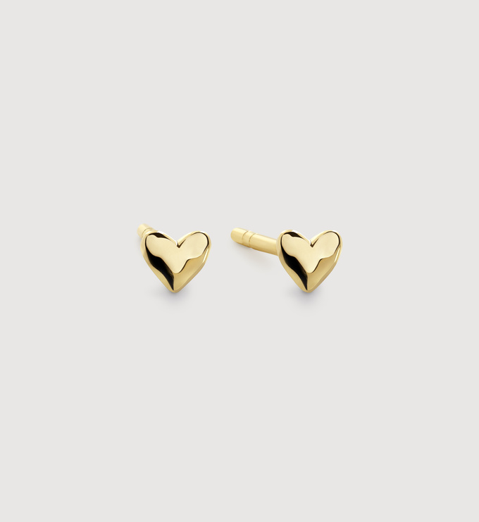 Gold Mini Heart Stud Earrings - Monica Vinader