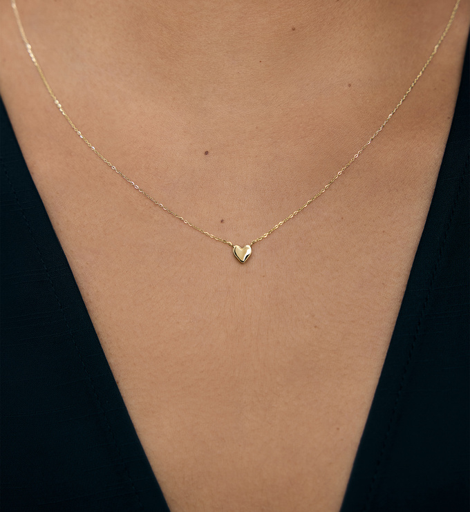 【MONICA VINADER】Heart Chain Necklace チェーンネックレス Mini Heart Chain Necklace in 14k Solid Gold | Jewellery by