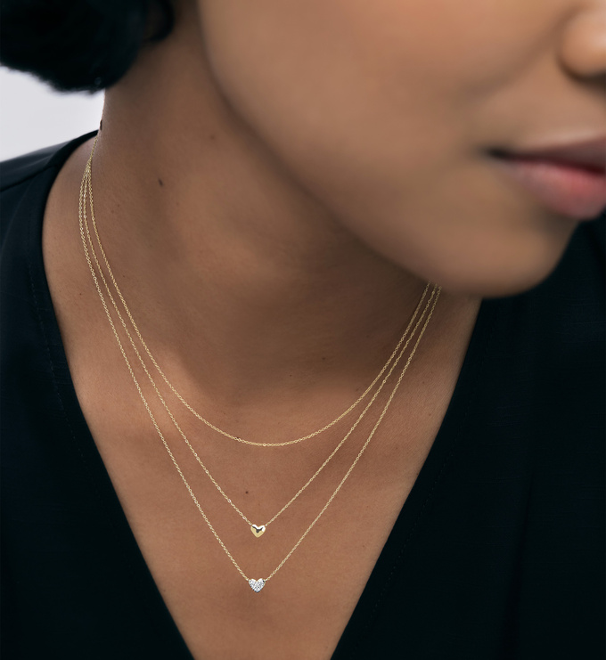 【MONICA VINADER】Heart Chain Necklace チェーンネックレス Mini Heart Chain Necklace in 14k Solid Gold | Jewellery by