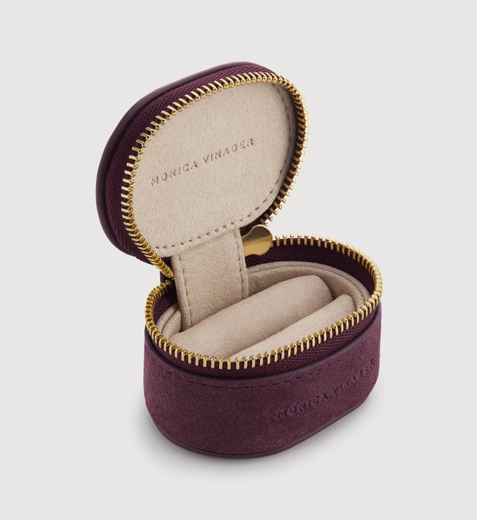 Leather Mini Suede ring box - Wine - Monica Vinader