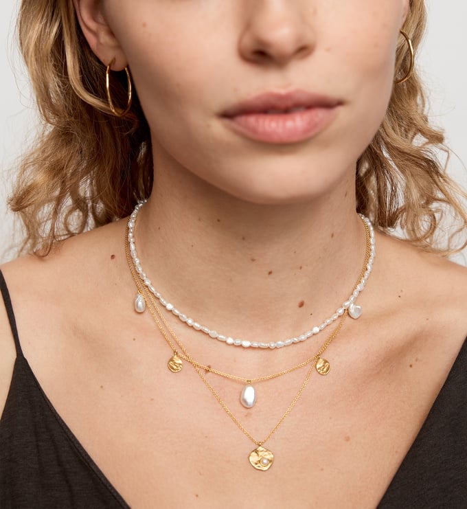☆Hei☆ crescendo pearl necklace HE24WINFW114XXFR Capri Keshi Pearl Necklace in 18k Gold Vermeil on Sterling
