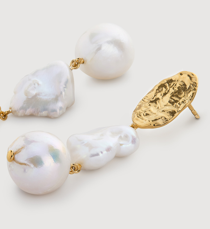 Capri Multi Pearl Drop Earrings in 18k Gold Vermeil on