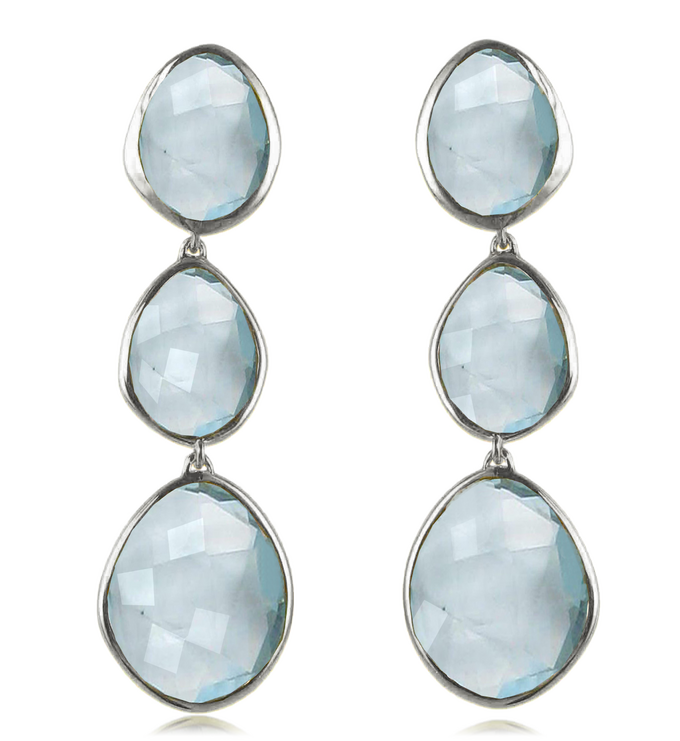 Sterling Silver Nugget Cocktail Earrings - Swiss Blue Quartz - Monica Vinader