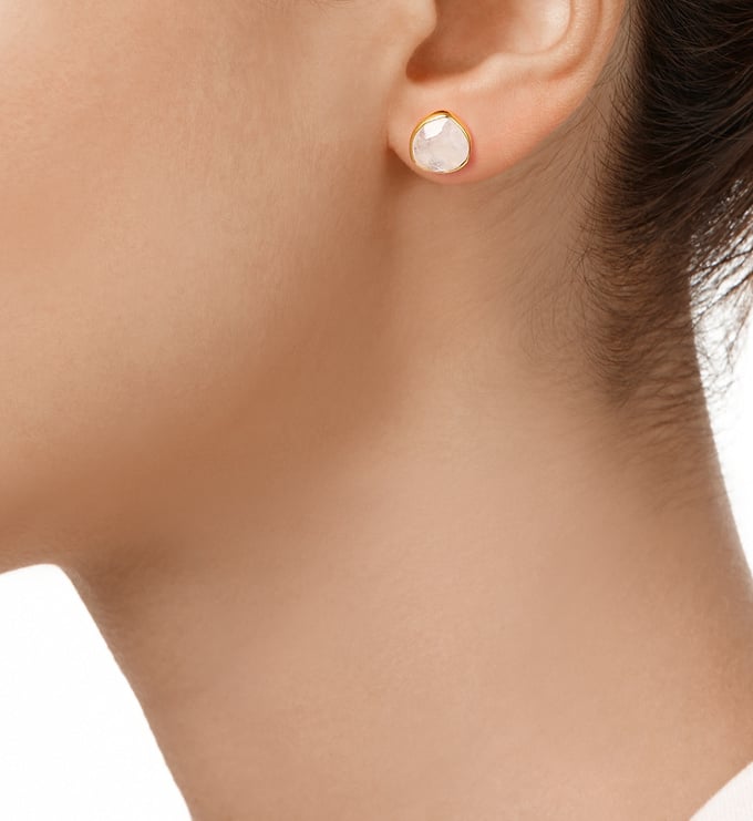 Gold Vermeil Siren Stud Earring - Moonstone