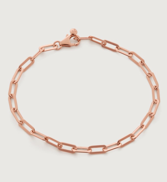 Rose Gold Vermeil Deco Link Chain Bracelet - No Stone - Monica Vinader