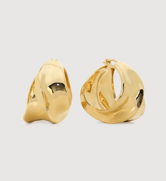 Gold Vermeil Nomade Bold Medium Hoops - Monica Vinader