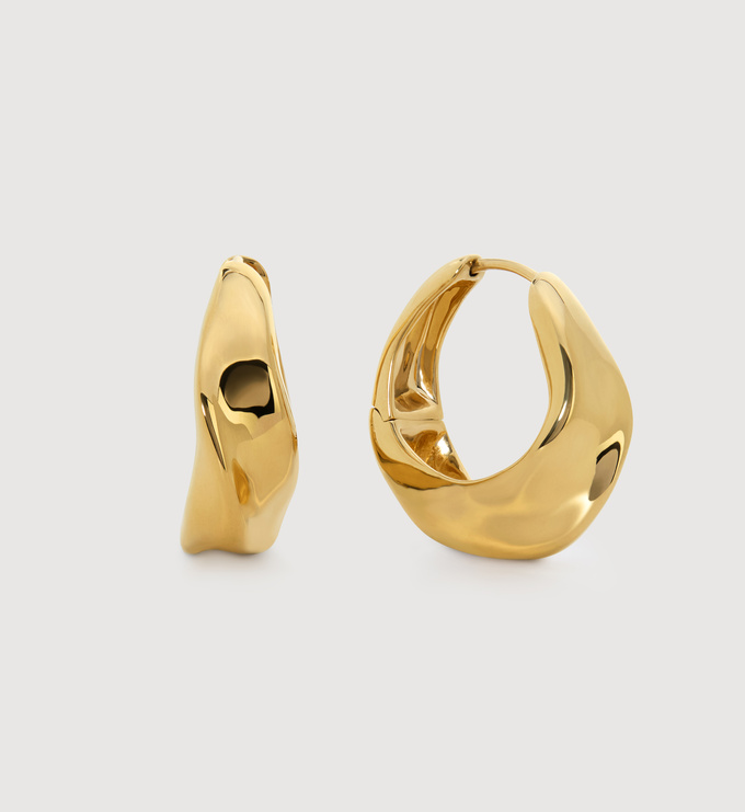 Gold Vermeil Nomade Medium Hoops - Monica Vinader