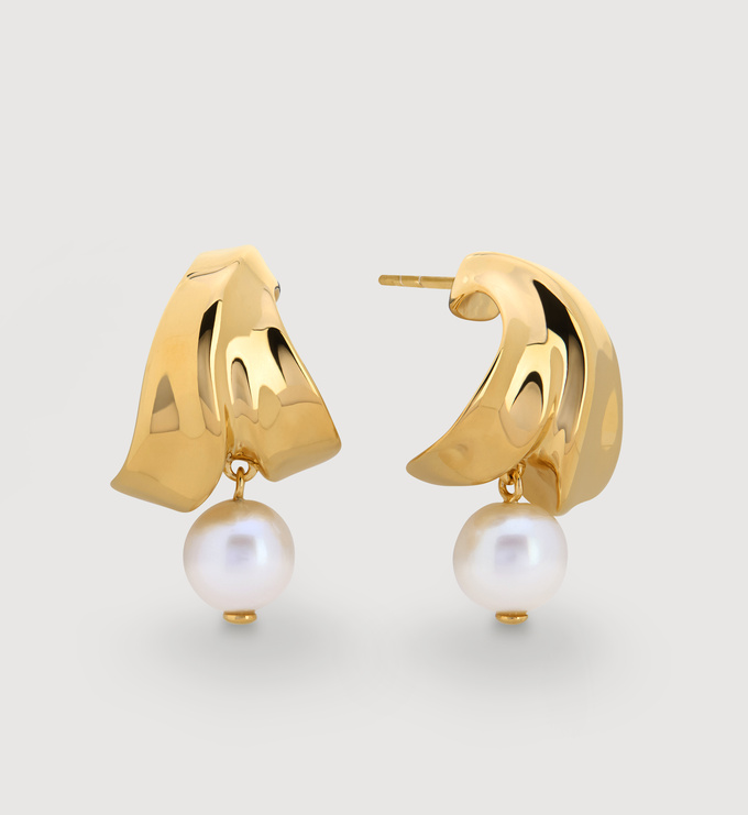 Gold Vermeil Nomade Pearl Small Earrings - Pearl - Monica Vinader