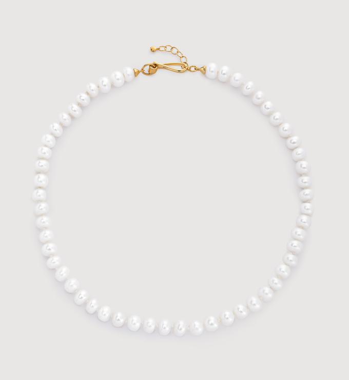 Gold Vermeil Nomade Pearl Bold Necklace - Pearl - Monica Vinader