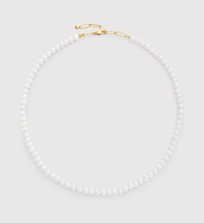Gold Vermeil Nomade Pearl Necklace - Pearl - Monica Vinader