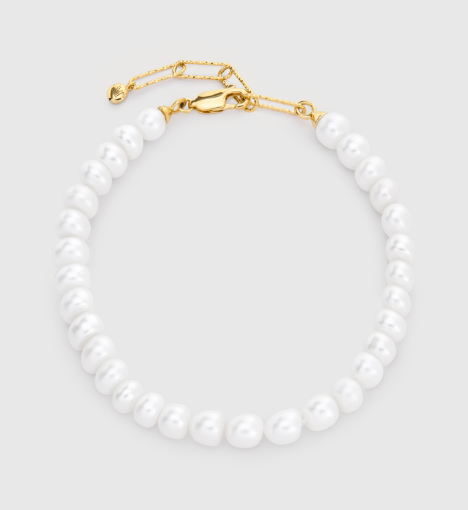 Gold Vermeil Nomade Pearl Bracelet - Pearl - Monica Vinader