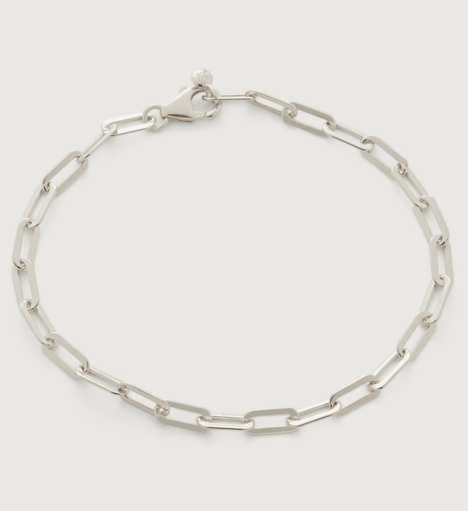 Sterling Silver Deco Link Chain Bracelet - No Stone - Monica Vinader