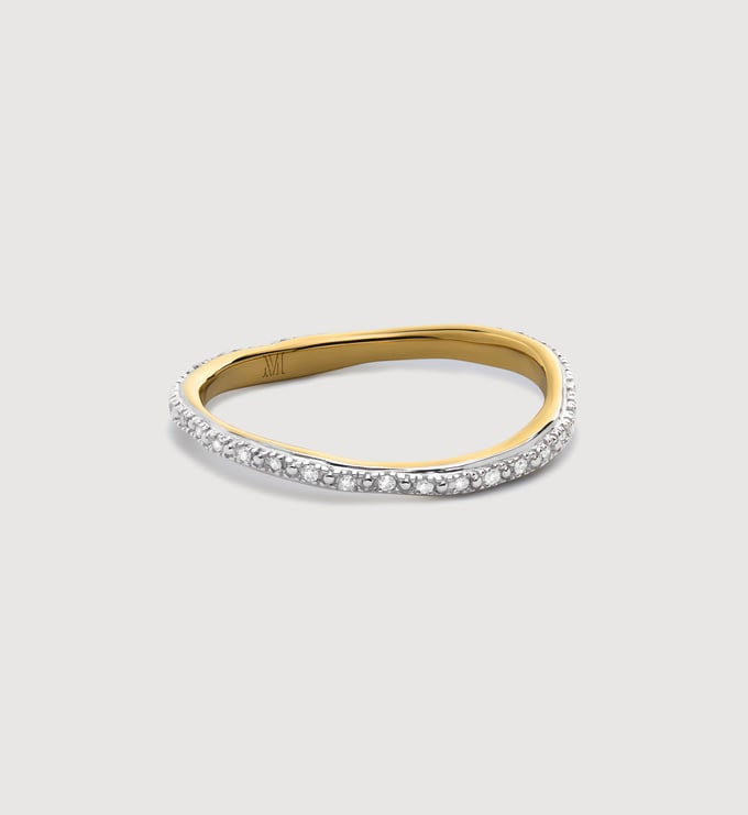 Gold Vermeil Riva Wave Eternity Diamond Ring - Diamond - Monica Vinader