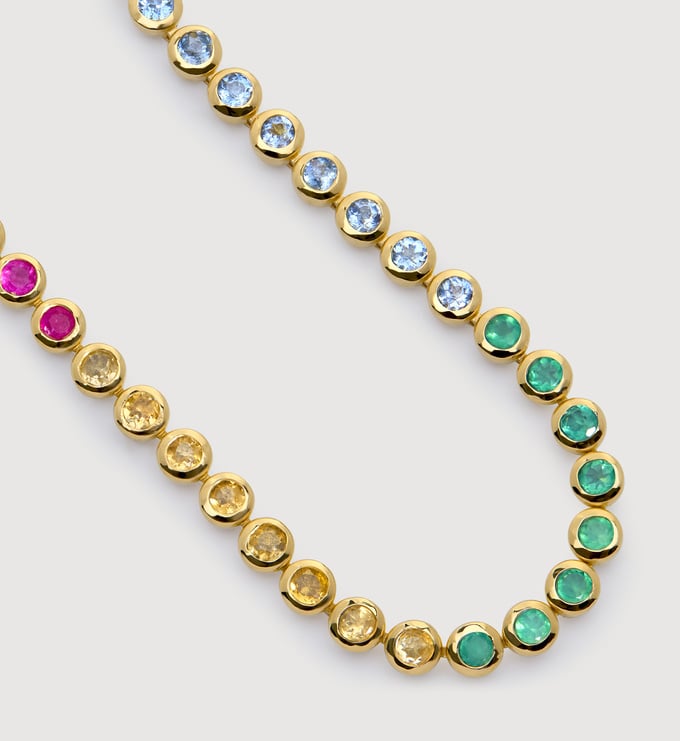 Gold Vermeil Gemstone Essential Tennis Bracelet - Mix - Monica Vinader