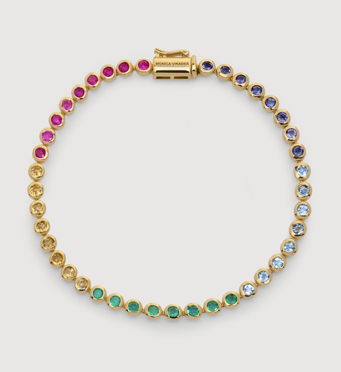 Gold Vermeil Gemstone Essential Tennis Bracelet - Mix - Monica Vinader