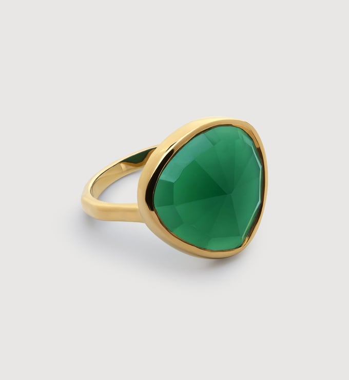 Gold Vermeil Siren Ring - Green Onyx - Monica Vinader