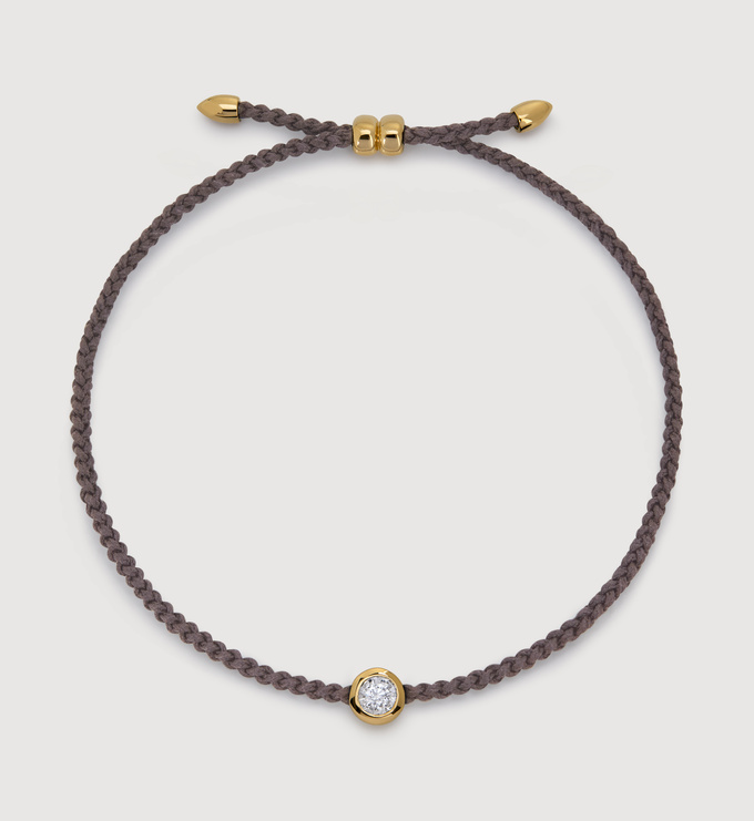 Gold Vermeil Solitaire Diamond Cord Bracelet - Lab Grown Diamond - Monica Vinader