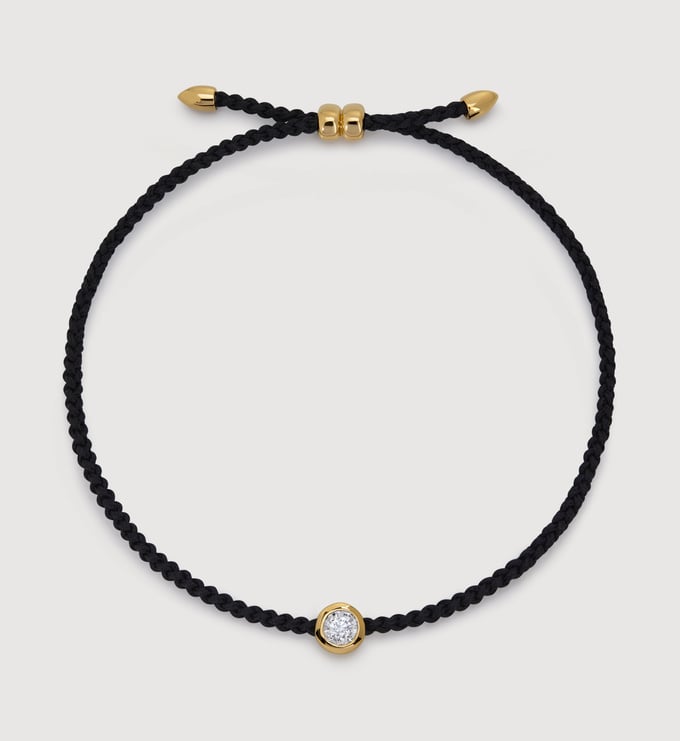 Gold Vermeil Solitaire Diamond Cord Bracelet - Lab Grown Diamond - Monica Vinader