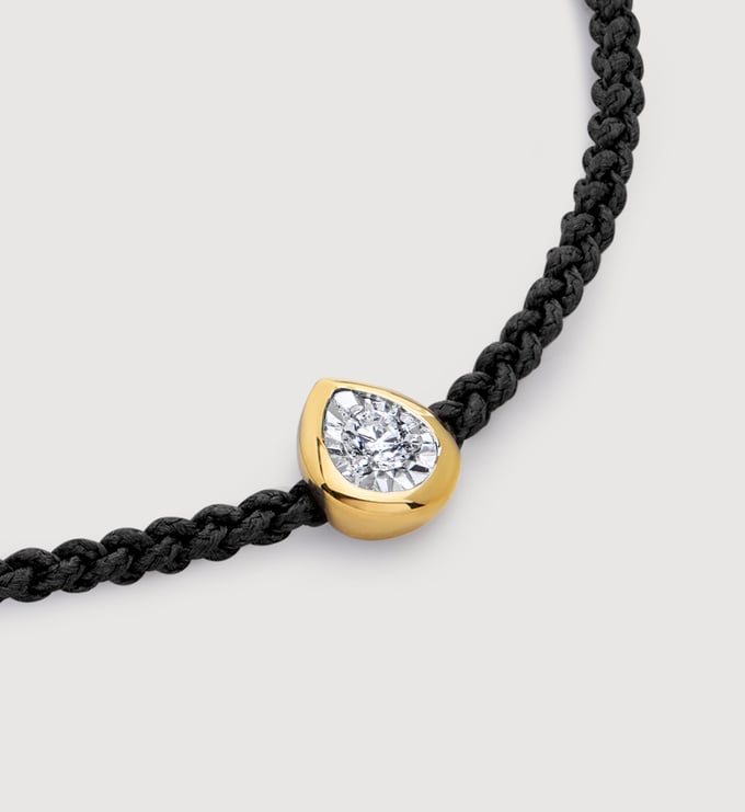 Gold Vermeil Pear Diamond Cord Bracelet - Lab Grown Diamond - Monica Vinader